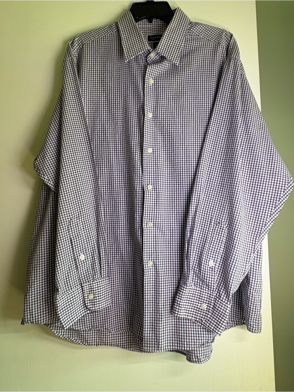 Club Room Men's Navy and White Check Dress Shirt